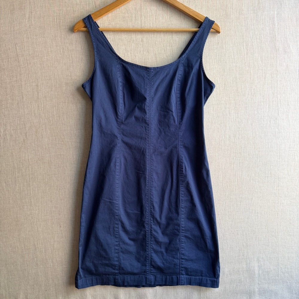 J.Crew Sheath Dress Sleeveless Navy Cotton Minimalist Dark Academia 4